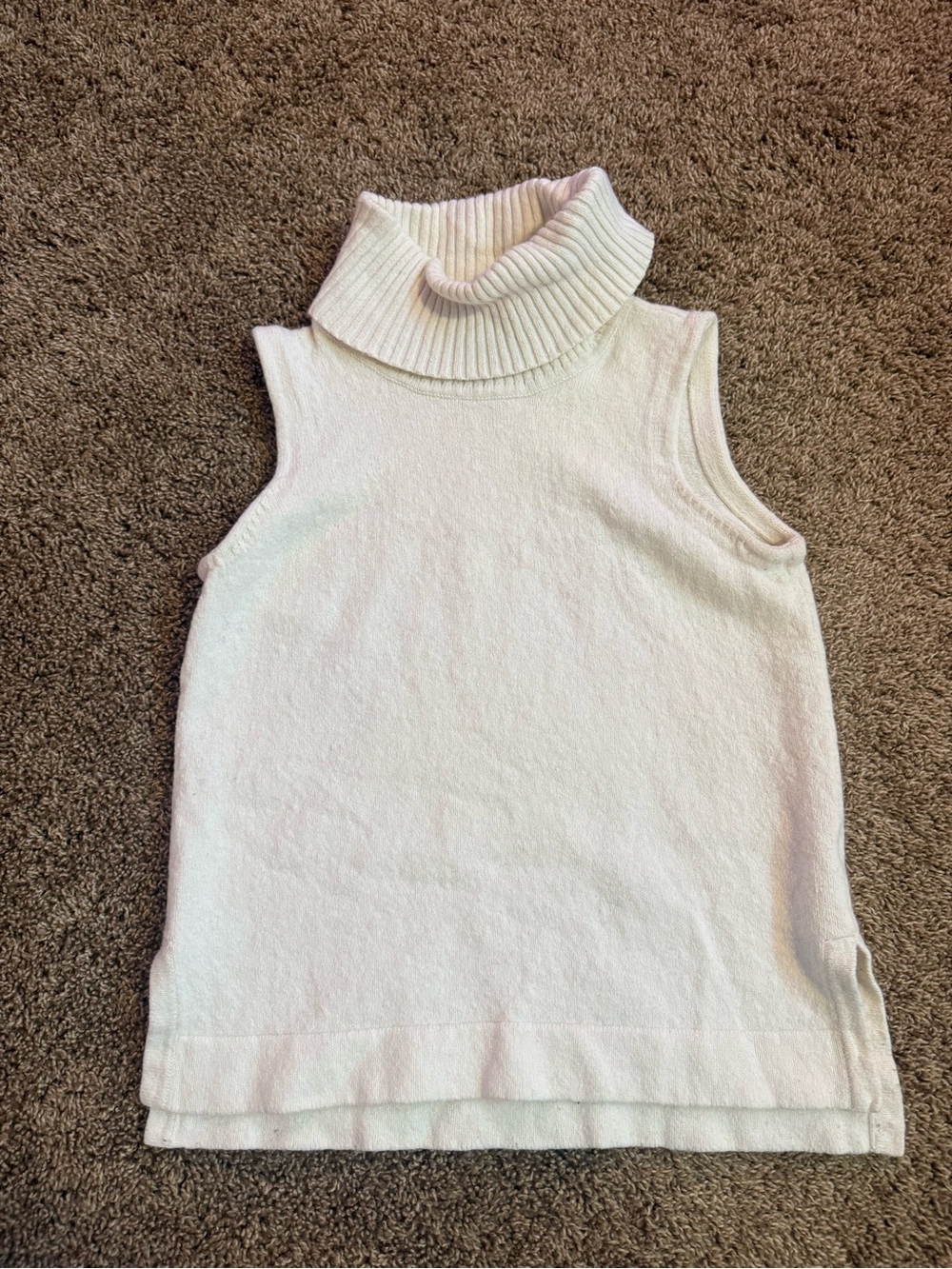 J. Crew Sleeveless Ribbed Turtleneck Tank - Cream